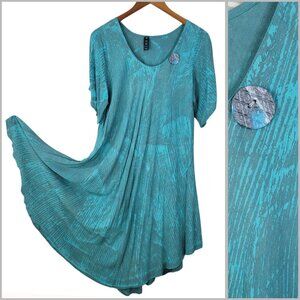 Vtg Art Dress One size Small Medium Large XL Swim Cover-Up Turquoise Flare